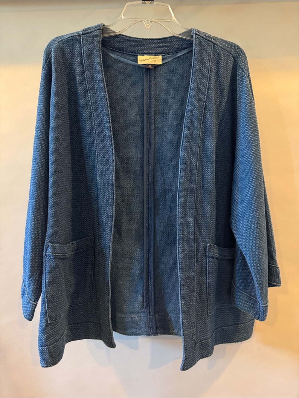 Universal Thread Texture Open-Front Dark Blue Denim Style 100% Cotton